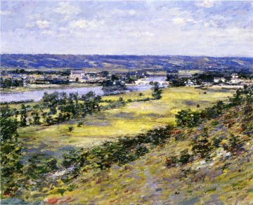 ブルック川の流れ Painting - ジベルニー高原の印象派の風景セオドア・ロビンソンの風景川からのセーヌ川の谷